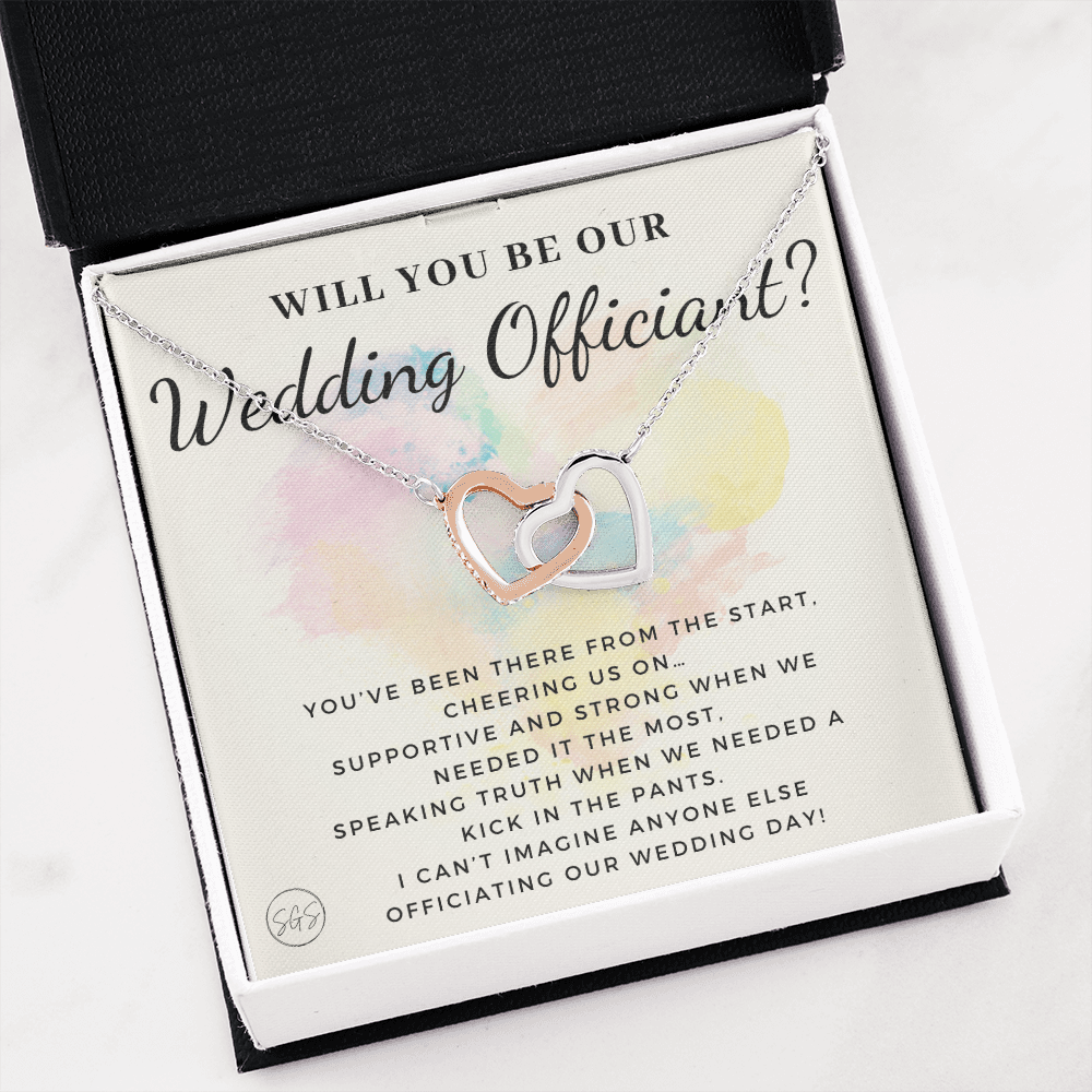 Wedding Officiant Proposal Gift | Will You Marry Us? Will You Be Our Officiant? For Friends, Best Friend Bestie Necklace Bridal Party 0817dhA