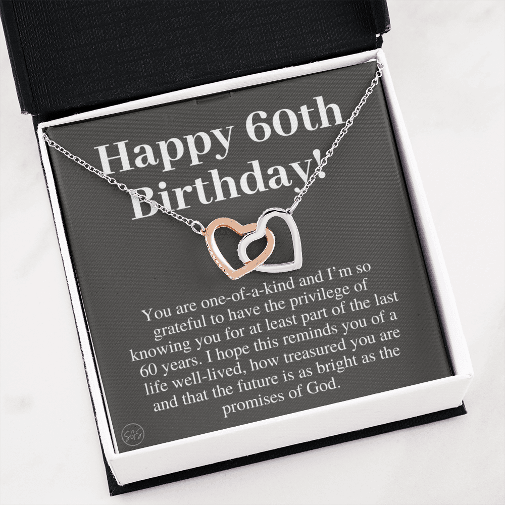 60th Birthday Gift for Women | Bday Present for Mom, Stepmom, Grandma, Friend, Employee, Funny and Heartfelt Card and Necklace 2807h