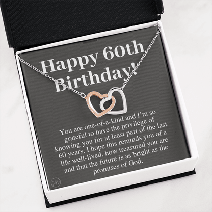 60th Birthday Gift for Women | Bday Present for Mom, Stepmom, Grandma, Friend, Employee, Funny and Heartfelt Card and Necklace 2807h