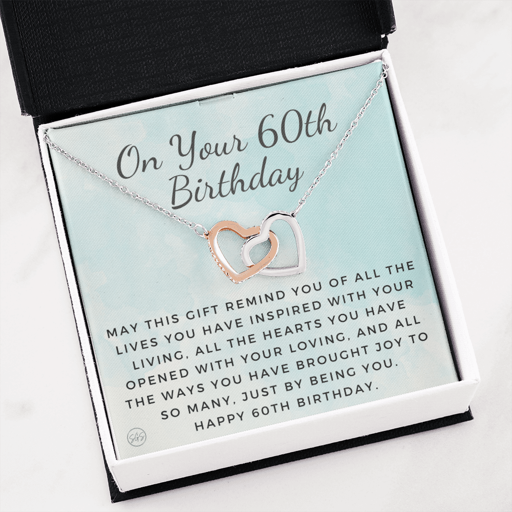 60th Birthday Gift for Women | Bday Present for Mom, Stepmom, Grandma, Friend, Employee, Funny and Heartfelt Card and Necklace 2803h