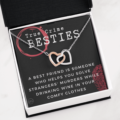 True Crime Best Friend Gift | Christmas Gift for Bestie, Funny Best Friend Necklace, True Crime & Wine, Podcast Junkie, Coffee Lover 1118-02H