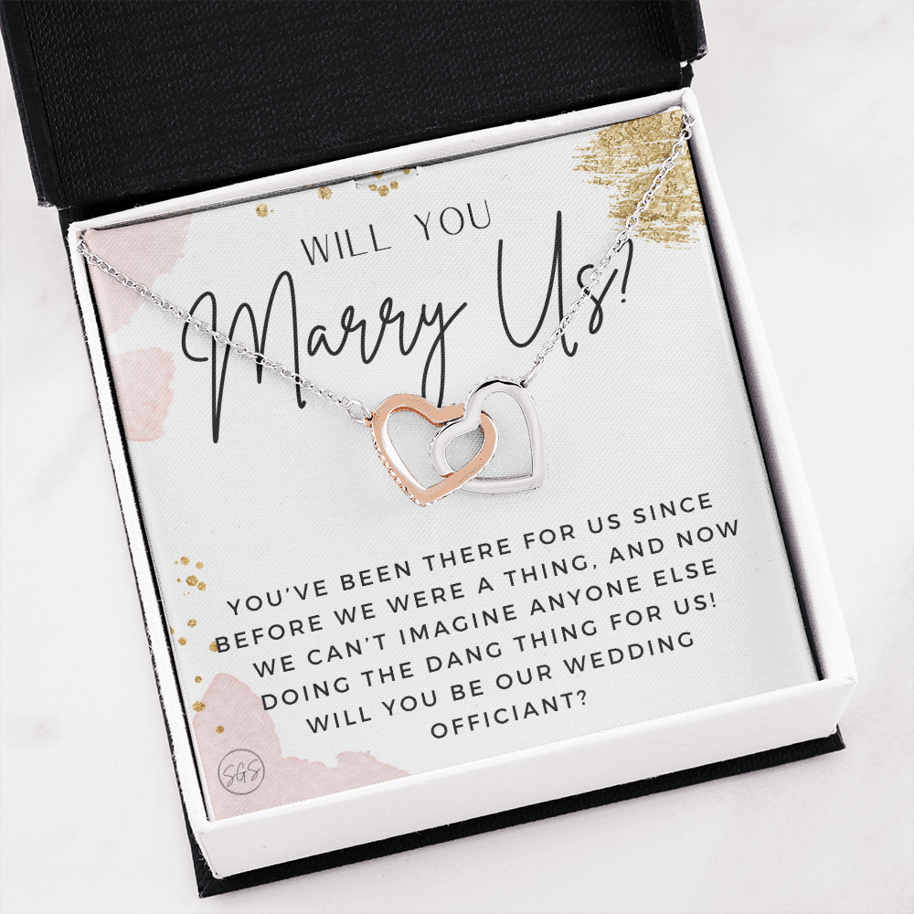 Wedding Officiant Proposal Gift | Will You Marry Us? Will You Be Our Officiant? For Friends, Best Friend Bestie Necklace Bridal Party 0817ghA