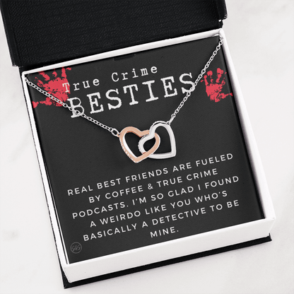 True Crime Best Friend Gift | Christmas Gift for Bestie, Funny Best Friend Necklace, True Crime & Wine, Podcast Junkie, Coffee Lover 1118-05H