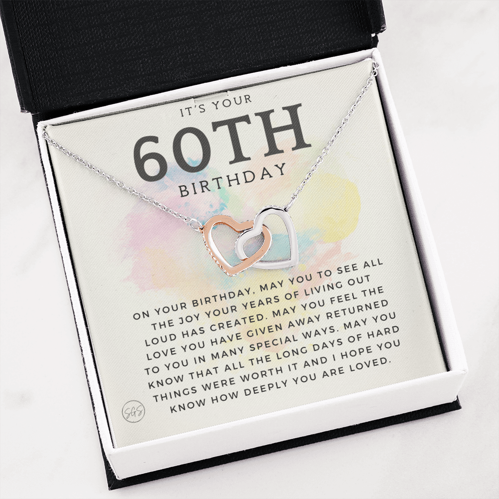 60th Birthday Gift for Women | Bday Present for Mom, Stepmom, Grandma, Friend, Employee, Funny and Heartfelt Card and Necklace 2804h