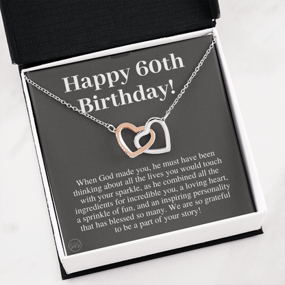 60th Birthday Gift for Women | Bday Present for Mom, Stepmom, Grandma, Friend, Employee, Funny and Heartfelt Card and Necklace 2802h