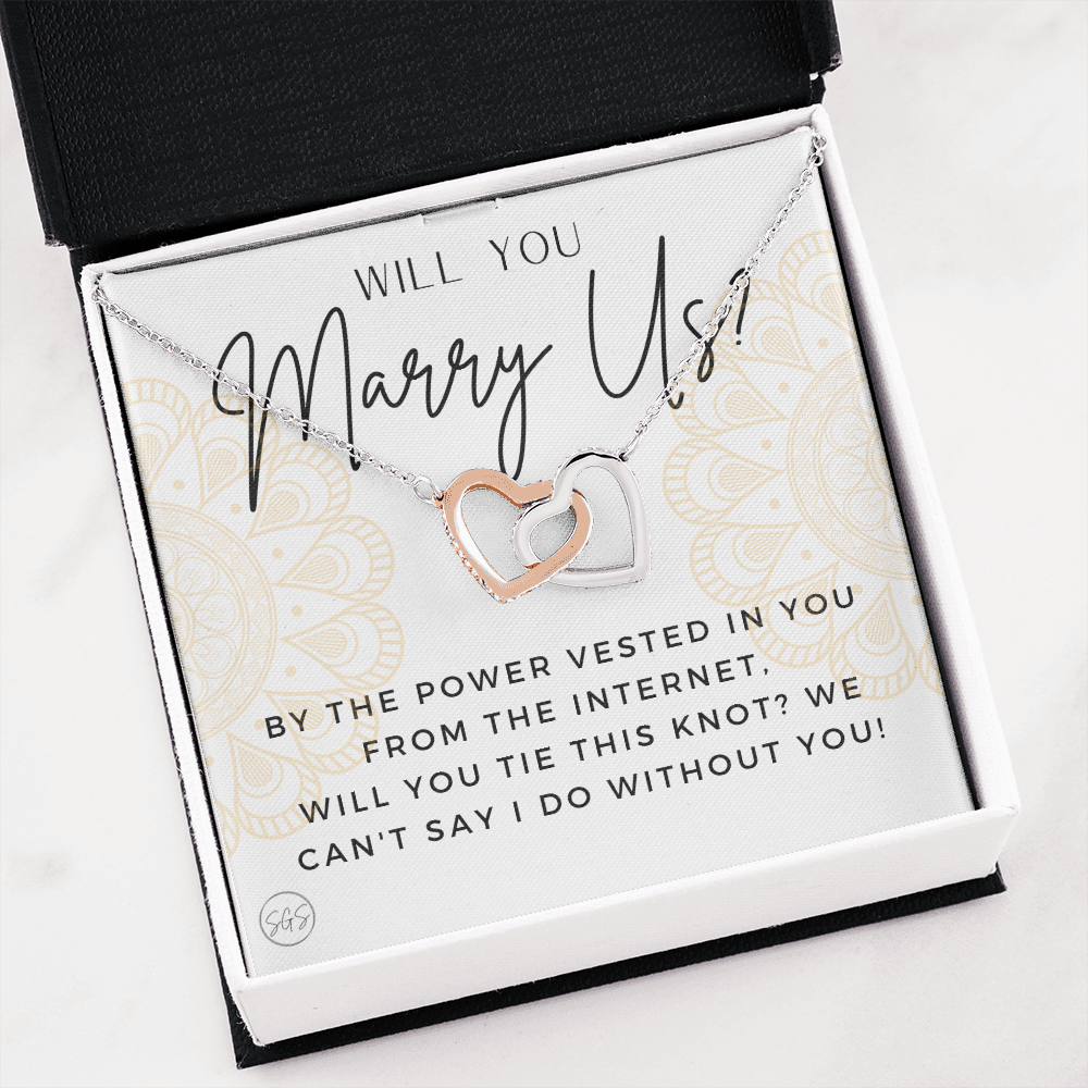 Wedding Officiant Proposal Gift | Will You Marry Us? Will You Be Our Officiant? For Friends, Best Friend Bestie Necklace Bridal Party 0817hhA