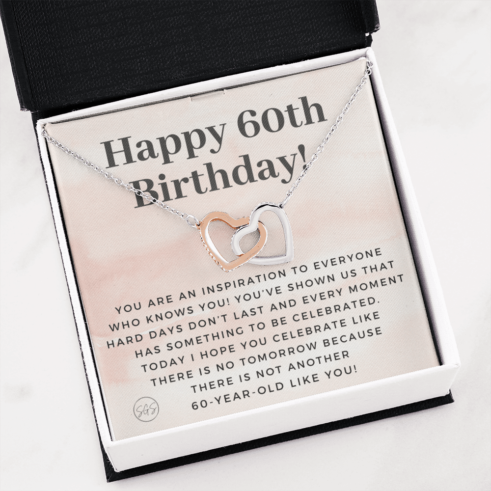 60th Birthday Gift for Women | Bday Present for Mom, Stepmom, Grandma, Friend, Employee, Funny and Heartfelt Card and Necklace 2808h