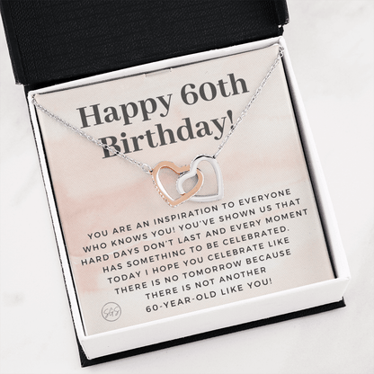 60th Birthday Gift for Women | Bday Present for Mom, Stepmom, Grandma, Friend, Employee, Funny and Heartfelt Card and Necklace 2808h