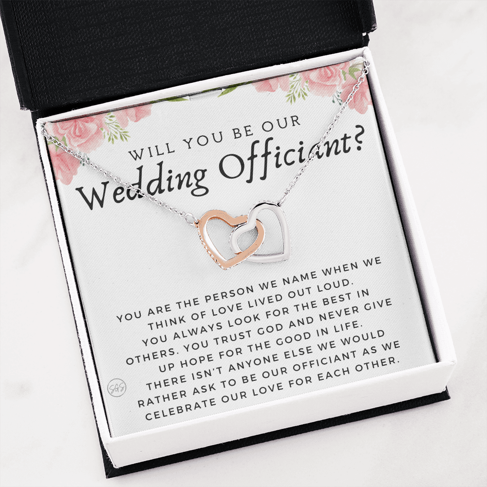 Wedding Officiant Proposal Gift | Will You Marry Us? Will You Be Our Officiant? For Friends, Best Friend Bestie Necklace Bridal Party 0817fhA