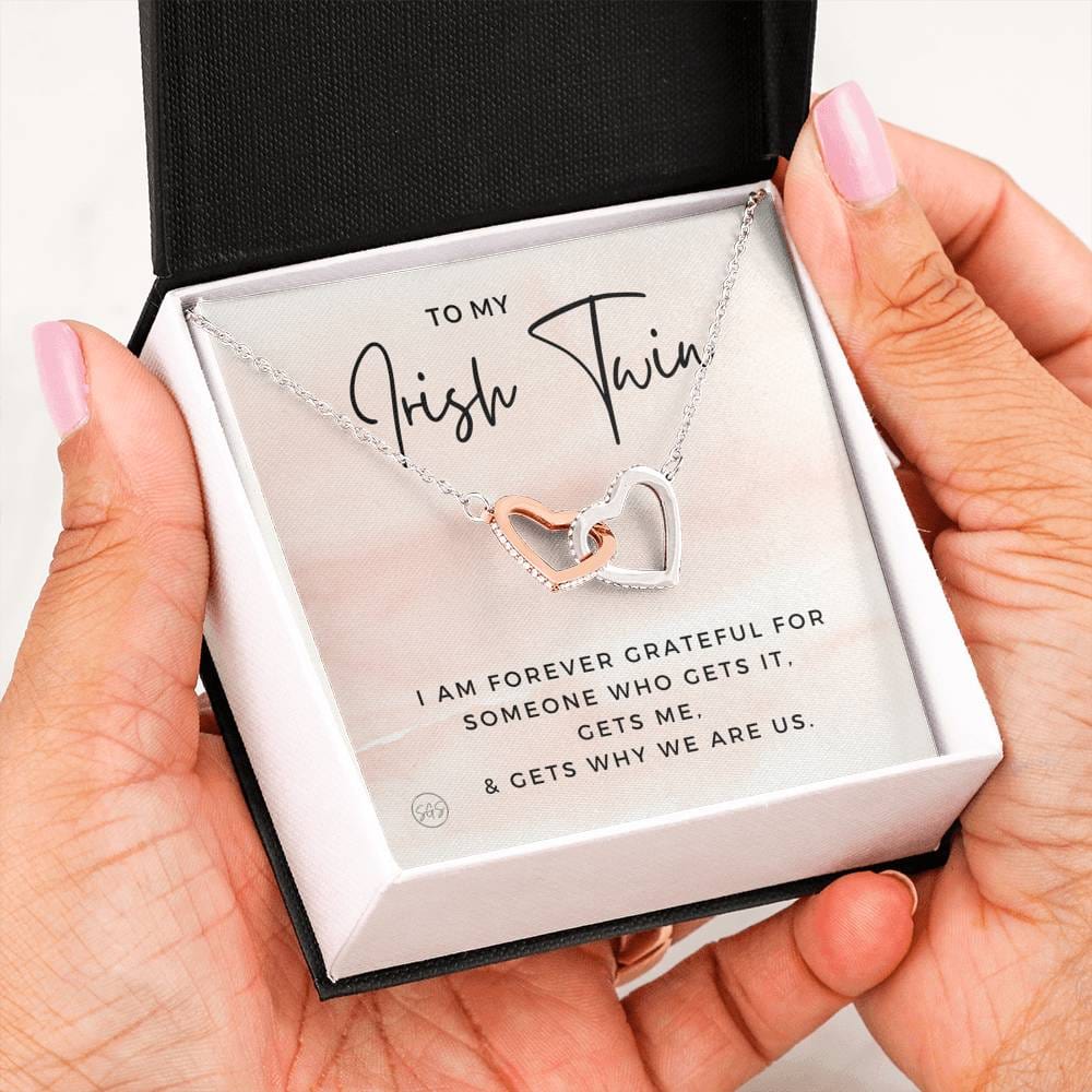Gift for My Irish Twin | Siblings, Twins, Sisters, From Brother To Sister, Christmas, Birthday,  Best Friend Necklace, Rose Gold Hearts 0628H