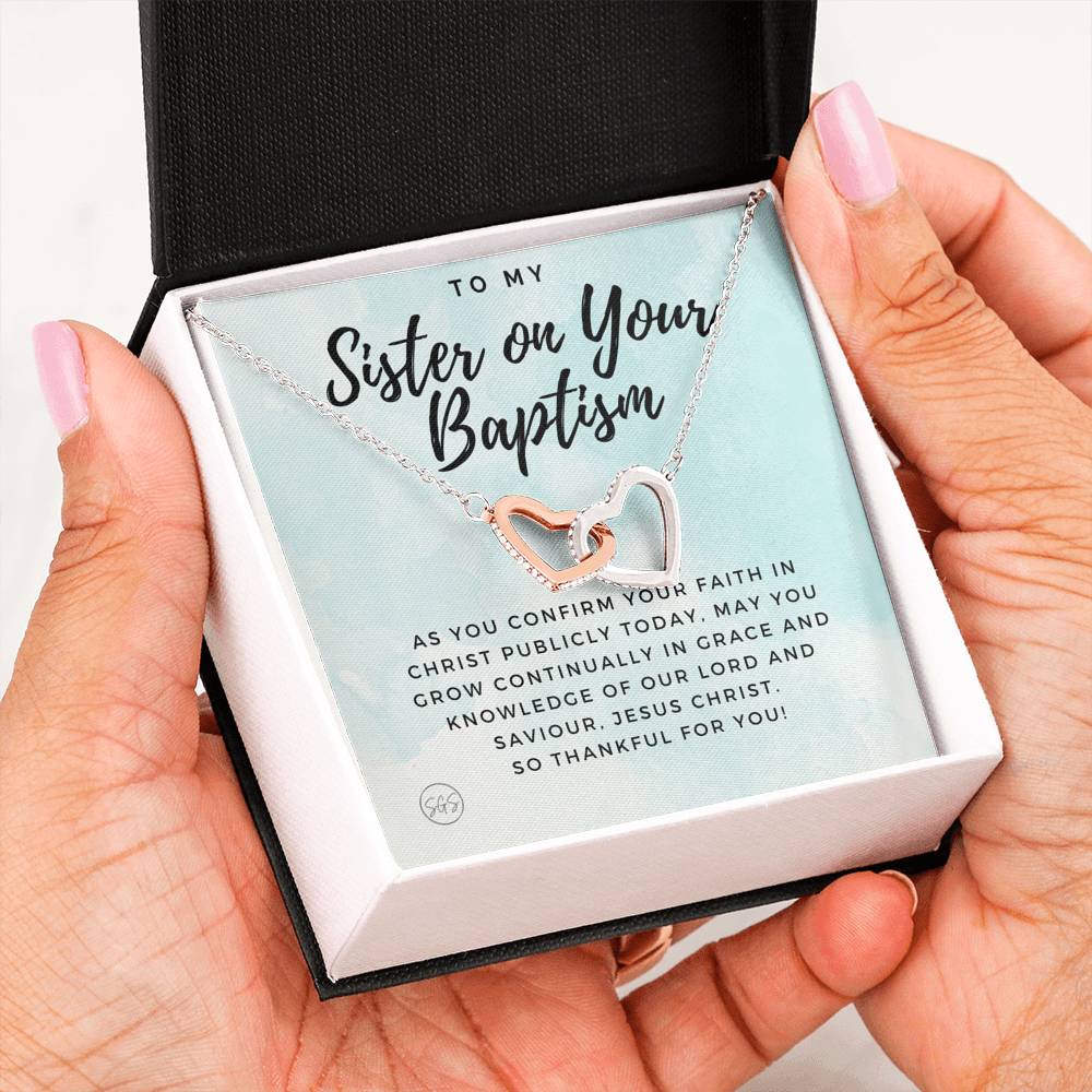 sister baptism 0707m Hearts Necklace