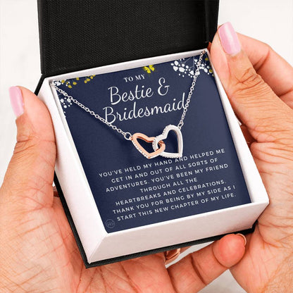 Bestie Bridesmaid 0712c Hearts Necklace