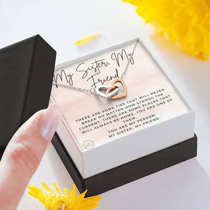 My Sister, My Friend | Stuff Gina Says, You Are My Person, Thank You Gift, Birthday, Sisters, Wedding, Minimalist Jewelry, Feminine, Heartfelt, BFF 0625BH