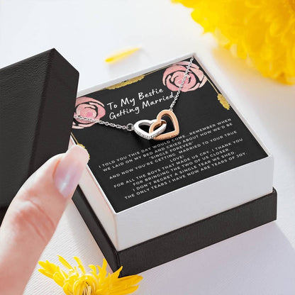 Gift for Bestie Getting Married | Necklace, BFF Wedding, Bridal Shower Gift for Bride, From Best Friend, Soulmate, Best Friends Quote, Sister Getting Married, Hearts Rose C