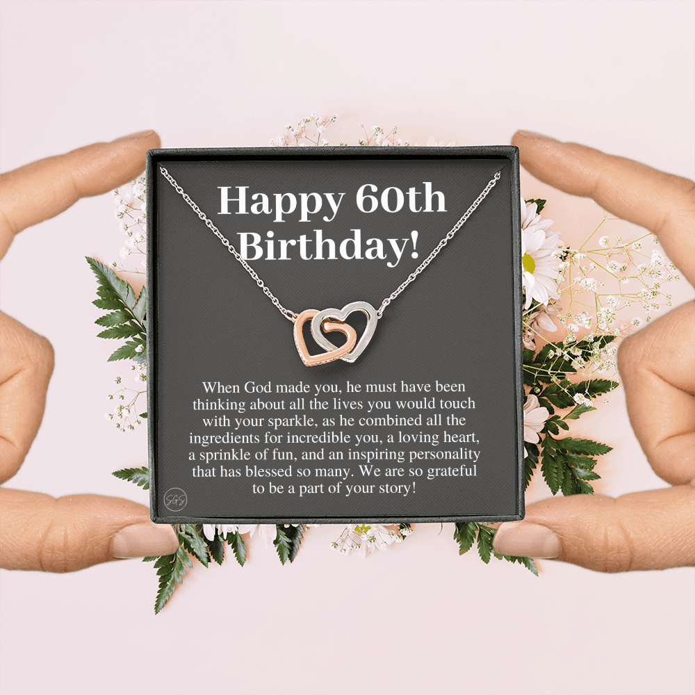 60th Birthday Gift for Women | Bday Present for Mom, Stepmom, Grandma, Friend, Employee, Funny and Heartfelt Card and Necklace 2802h