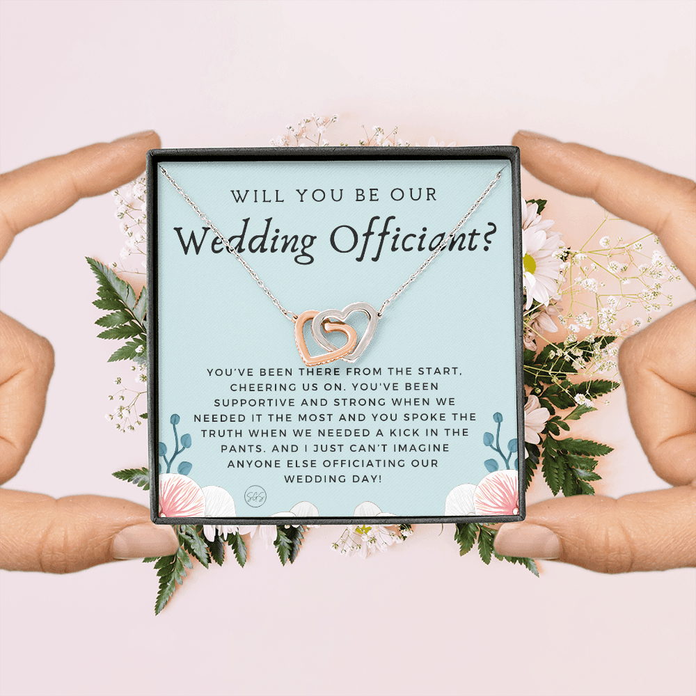 Wedding Officiant Proposal Gift | Will You Marry Us? Will You Be Our Officiant? For Friends, Best Friend Bestie Necklace Bridal Party 0817ehA