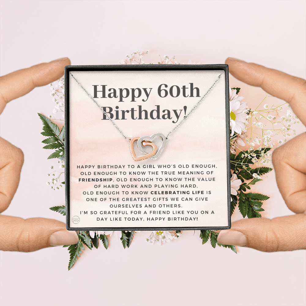 60th Birthday Gift for Women | Bday Present for Mom, Stepmom, Grandma, Friend, Employee, Funny and Heartfelt Card and Necklace 2800h