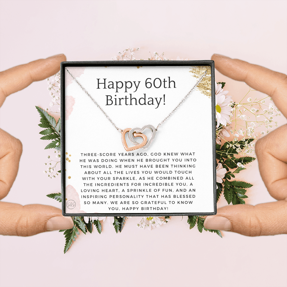 60th Birthday Gift for Women | Bday Present for Mom, Stepmom, Grandma, Friend, Employee, Funny and Heartfelt Card and Necklace 2801h