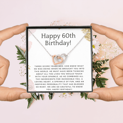 60th Birthday Gift for Women | Bday Present for Mom, Stepmom, Grandma, Friend, Employee, Funny and Heartfelt Card and Necklace 2801h