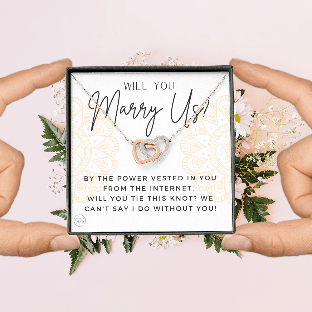 Wedding Officiant Proposal Gift | Will You Marry Us? Will You Be Our Officiant? For Friends, Best Friend Bestie Necklace Bridal Party 0817hhA