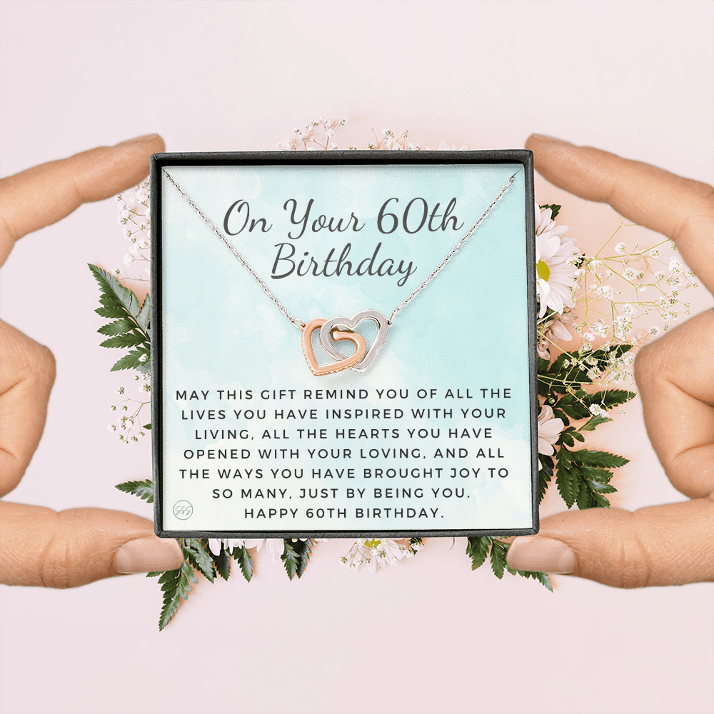 60th Birthday Gift for Women | Bday Present for Mom, Stepmom, Grandma, Friend, Employee, Funny and Heartfelt Card and Necklace 2803h