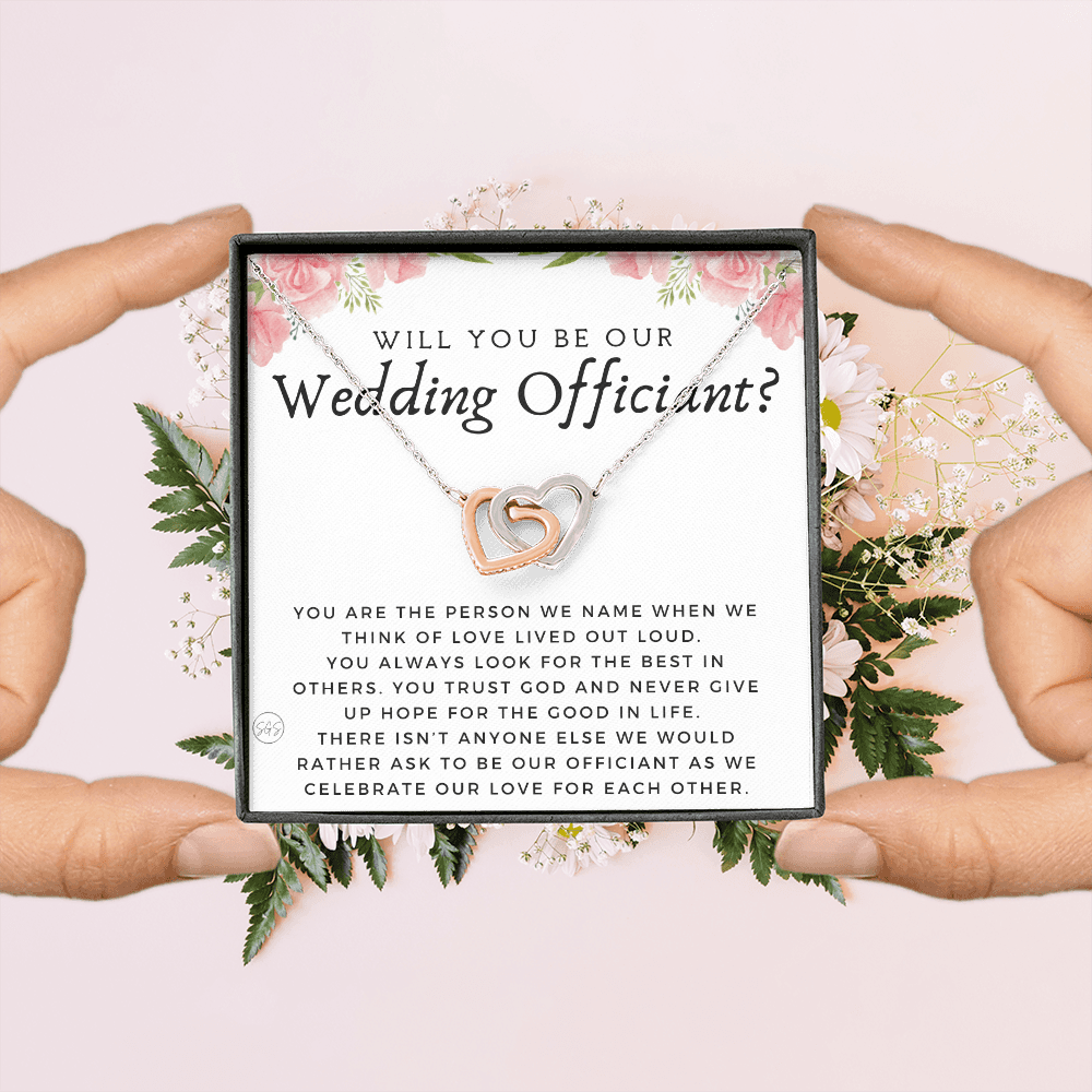 Wedding Officiant Proposal Gift | Will You Marry Us? Will You Be Our Officiant? For Friends, Best Friend Bestie Necklace Bridal Party 0817fhA