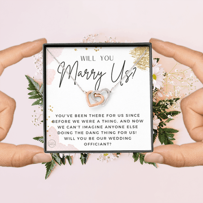 Wedding Officiant Proposal Gift | Will You Marry Us? Will You Be Our Officiant? For Friends, Best Friend Bestie Necklace Bridal Party 0817ghA
