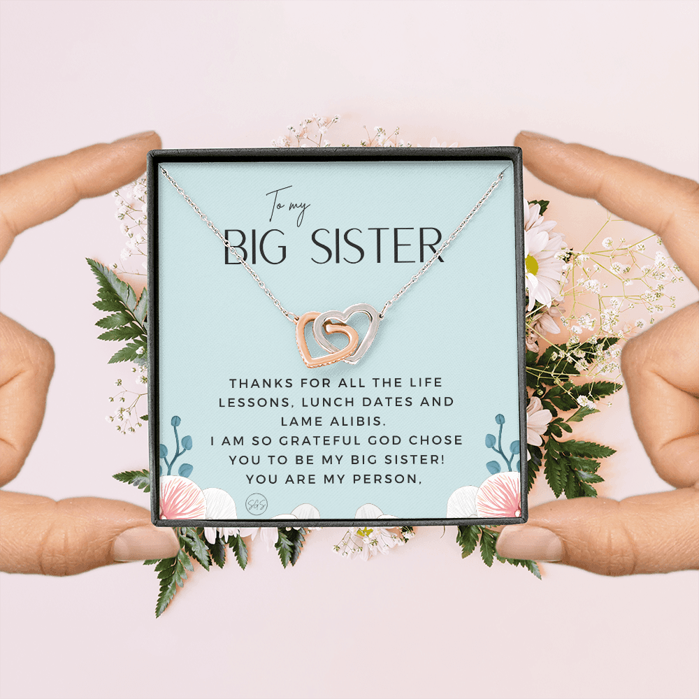 Big Sister Gift | Necklace for Older Sister, Christmas Idea, Birthday Present from Younger Sister, Best Big Sis, Heartfelt & Cute 1111gcHA