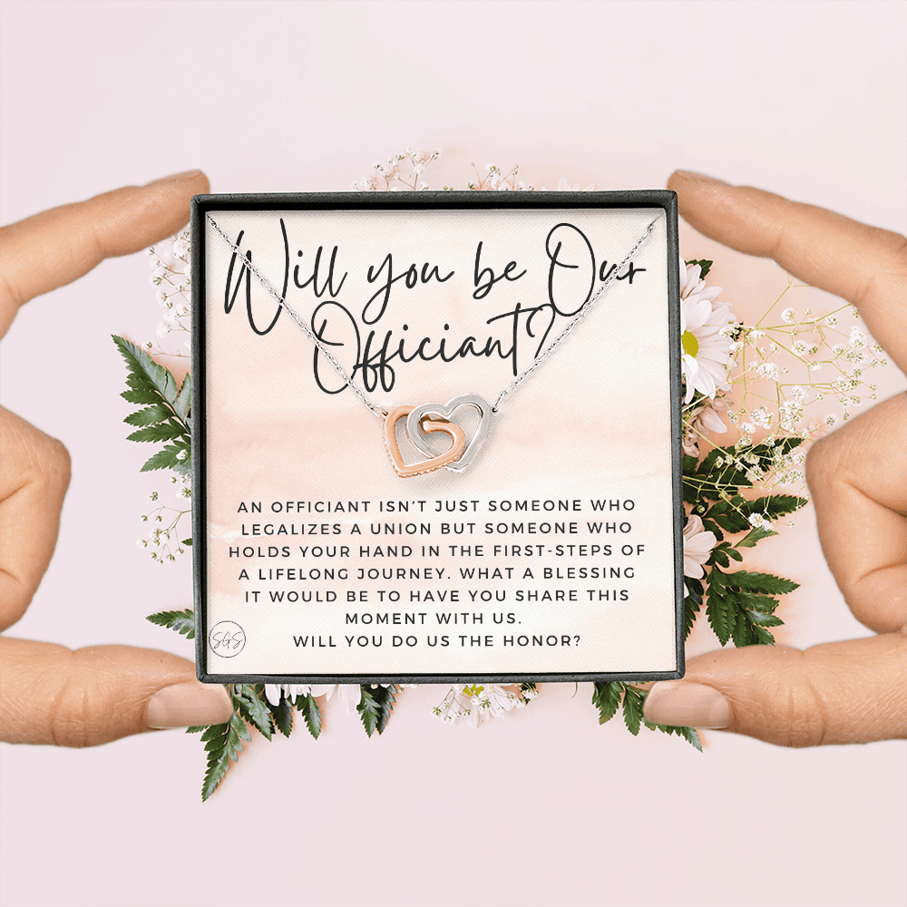 Wedding Officiant Proposal Gift | Will You Marry Us? Will You Be Our Officiant? For Friends, Best Friend Bestie Necklace Bridal Party 0817bhA