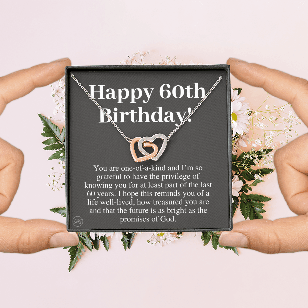 60th Birthday Gift for Women | Bday Present for Mom, Stepmom, Grandma, Friend, Employee, Funny and Heartfelt Card and Necklace 2807h