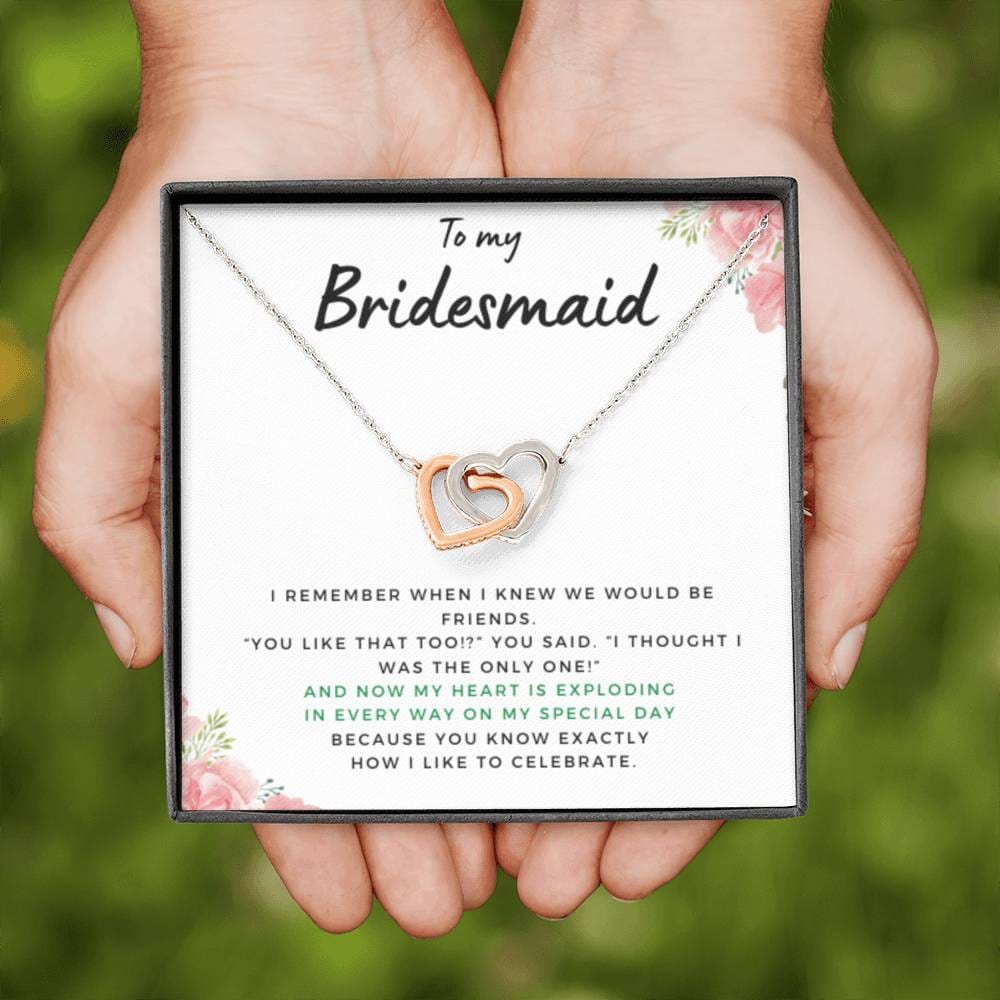 BridesmaidHeartExploding2 Hearts Necklace