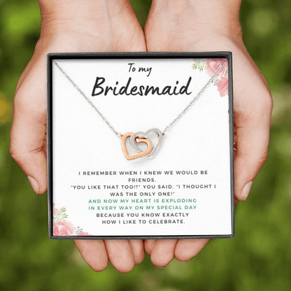 BridesmaidHeartExploding2 Hearts Necklace