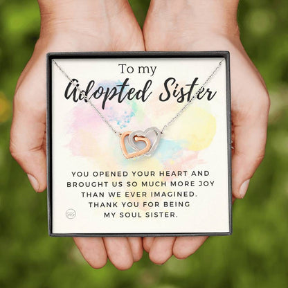 Adoption Day Gift for New Sister | Stuff Gina Says, Bonus Sister Necklace, Officially Forever Family, Unbiological Big Sis & Little Sis, Girl, Teen, 0709hH