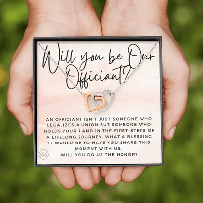 Wedding Officiant Proposal Gift | Stuff Gina Says, Will You Marry Us? Will You Be Our Officiant? For Friends, Best Friend Bestie Necklace Bridal Party 0817cH