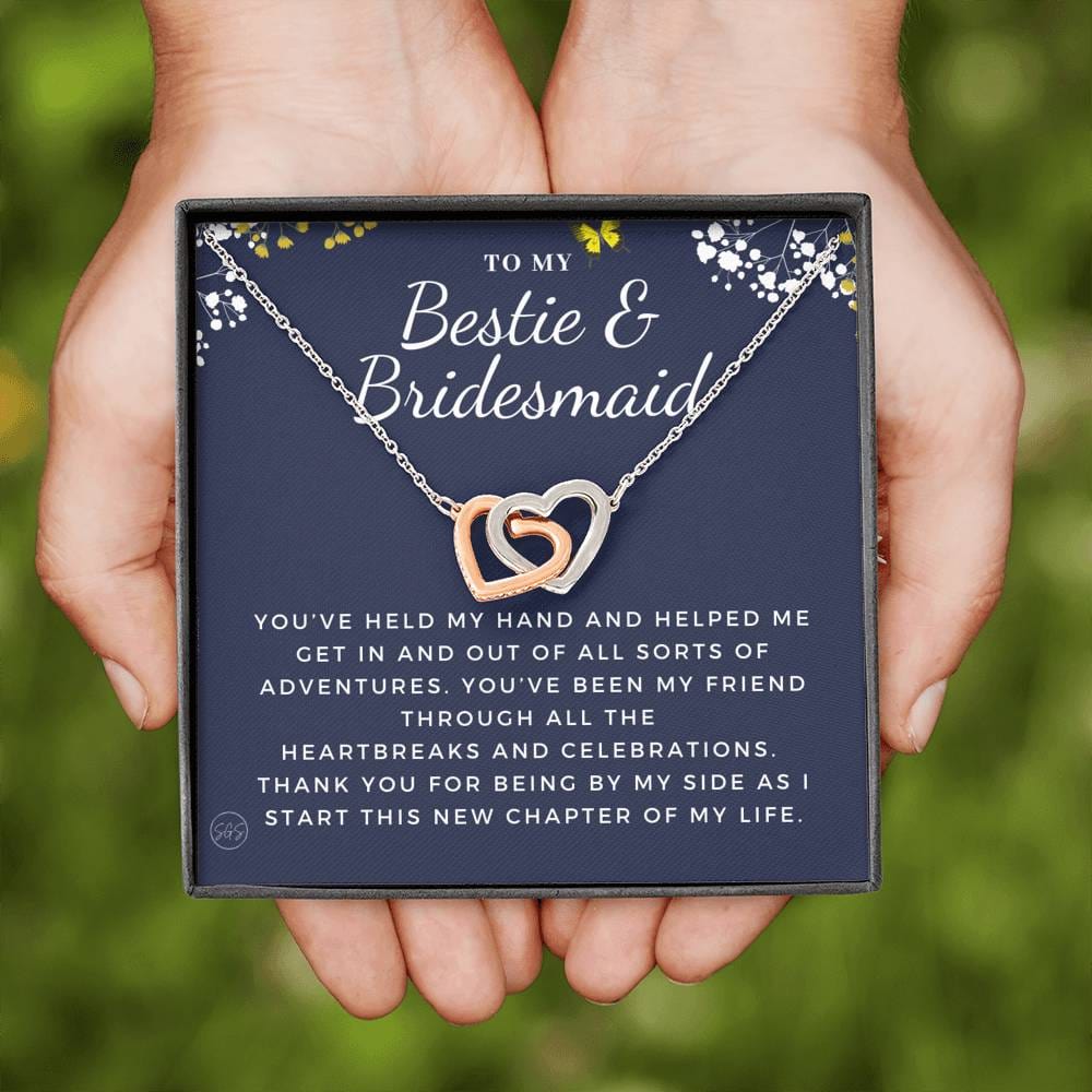 Bestie Bridesmaid 0712c Hearts Necklace