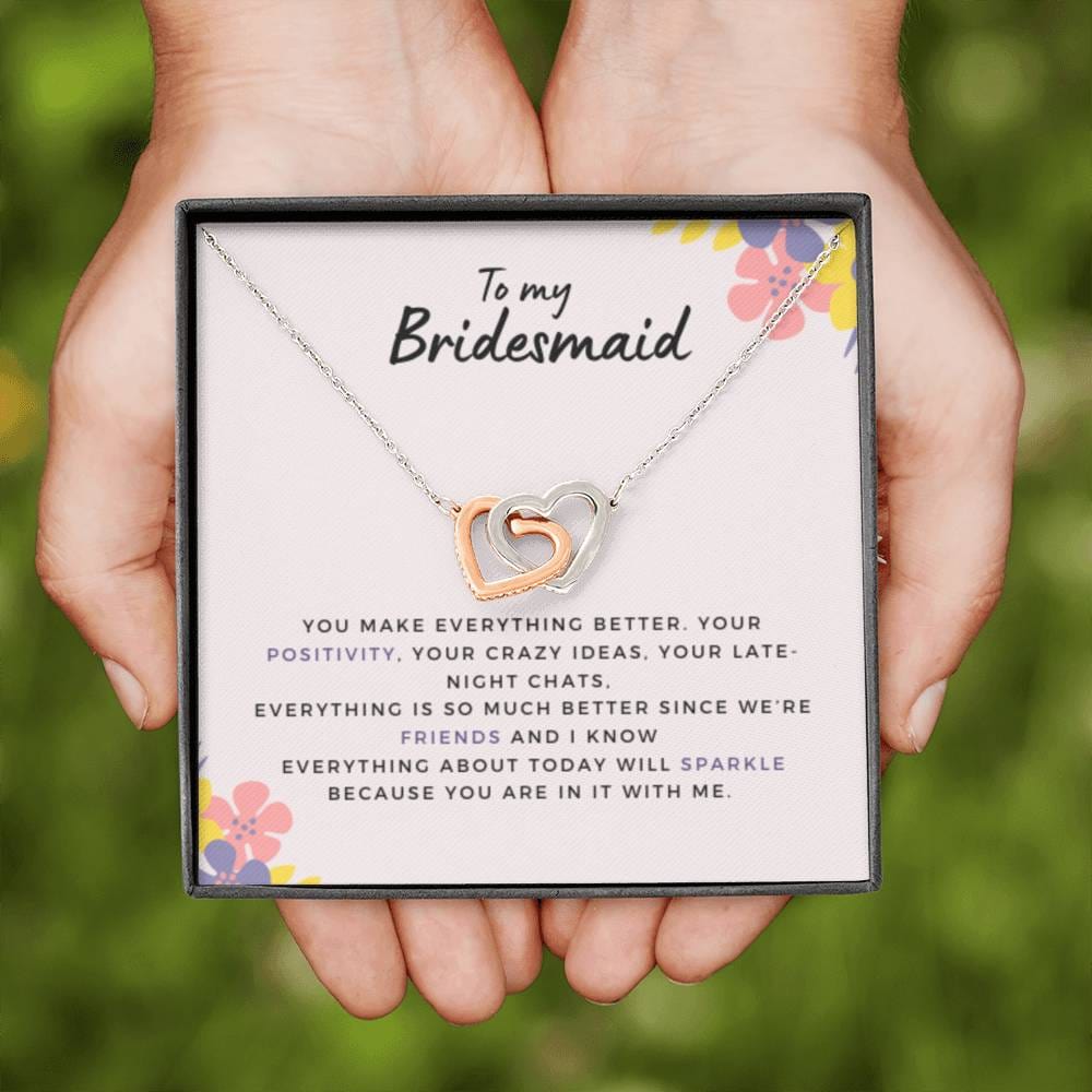 BridesmaidSparkle Hearts Necklace