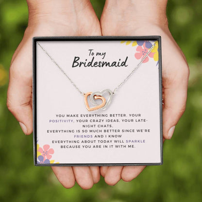 BridesmaidSparkle Hearts Necklace