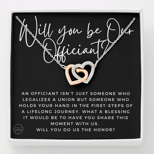 Wedding Officiant Proposal Gift | Stuff Gina Says, Will You Marry Us? Will You Be Our Officiant? For Friends, Best Friend Bestie Necklace Bridal Party 0817cH