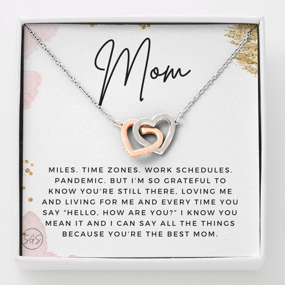 0921b Long Distance Mom Hearts Necklace