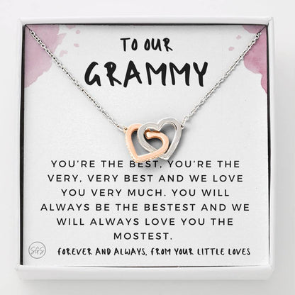 0928 To Grammy from Kids Hearts Necklace