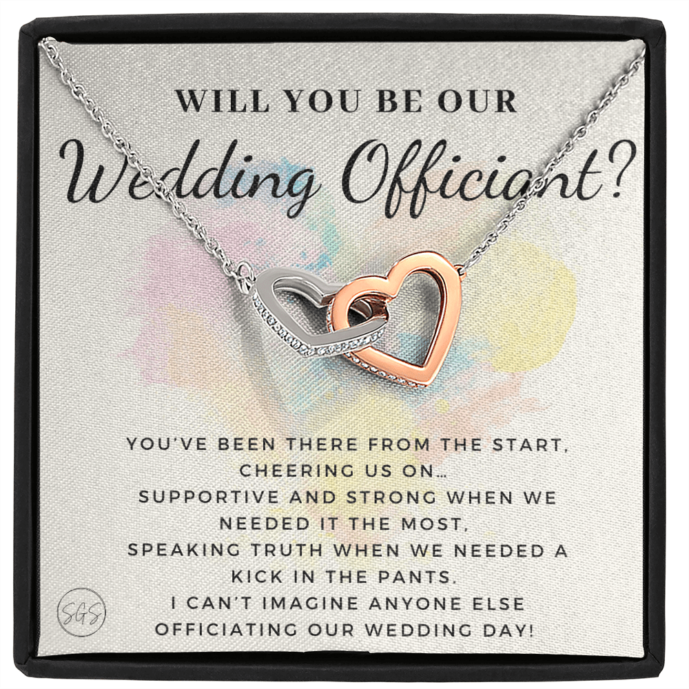Wedding Officiant Proposal Gift | Will You Marry Us? Will You Be Our Officiant? For Friends, Best Friend Bestie Necklace Bridal Party 0817dhA