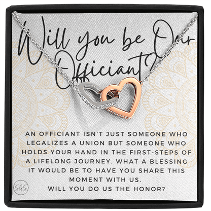 Wedding Officiant Proposal Gift | Will You Marry Us? Will You Be Our Officiant? For Friends, Best Friend Bestie Necklace Bridal Party 0817ahA