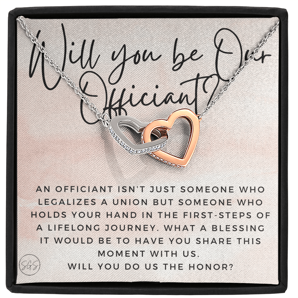Wedding Officiant Proposal Gift | Will You Marry Us? Will You Be Our Officiant? For Friends, Best Friend Bestie Necklace Bridal Party 0817bhA
