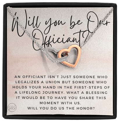 Wedding Officiant Proposal Gift | Will You Marry Us? Will You Be Our Officiant? For Friends, Best Friend Bestie Necklace Bridal Party 0817bhA