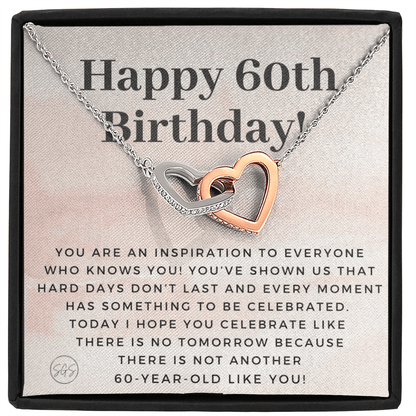 60th Birthday Gift for Women | Bday Present for Mom, Stepmom, Grandma, Friend, Employee, Funny and Heartfelt Card and Necklace 2808h