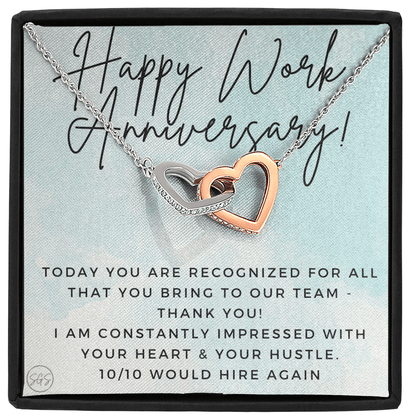 Happy Work Anniversary! Gift From Boss, Hustle, Congrats, Thank You, Christmas, Necklace, Team, Office Present, Employee Appreciation 1029bHA