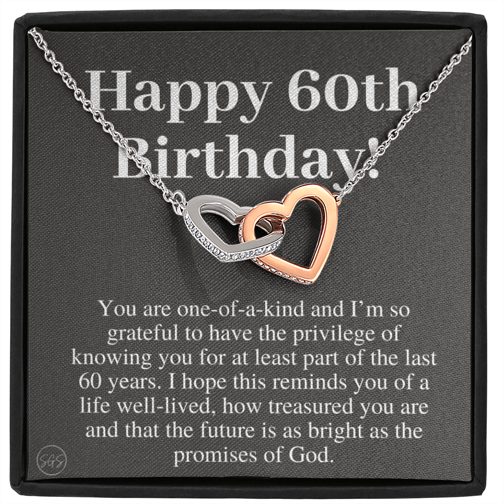 60th Birthday Gift for Women | Bday Present for Mom, Stepmom, Grandma, Friend, Employee, Funny and Heartfelt Card and Necklace 2807h