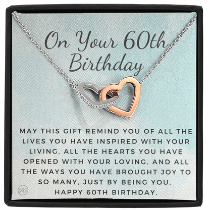 60th Birthday Gift for Women | Bday Present for Mom, Stepmom, Grandma, Friend, Employee, Funny and Heartfelt Card and Necklace 2803h