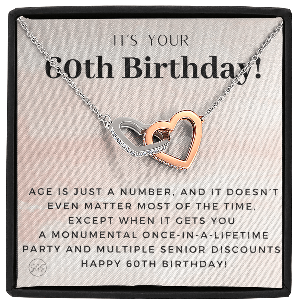 60th Birthday Gift for Women | Bday Present for Mom, Stepmom, Grandma, Friend, Employee, Funny and Heartfelt Card and Necklace 2805h