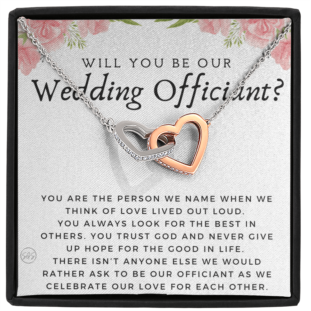 Wedding Officiant Proposal Gift | Will You Marry Us? Will You Be Our Officiant? For Friends, Best Friend Bestie Necklace Bridal Party 0817fhA